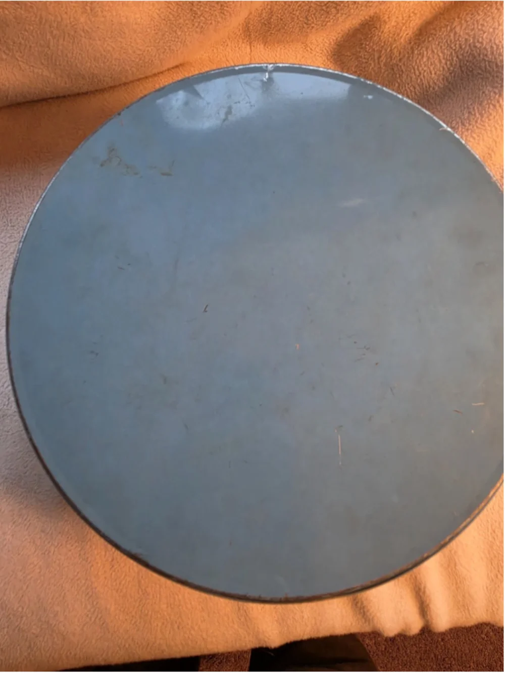 Vintage 1970s Pennsylvania Dutch Blue Metal Cookie Tin Tray Lid Folk Art Amish